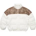 Supreme Leather Yoke Puffer Jacket - White (front)