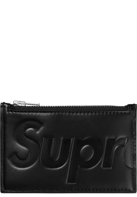 Supreme Leather Zip Card Holder Black