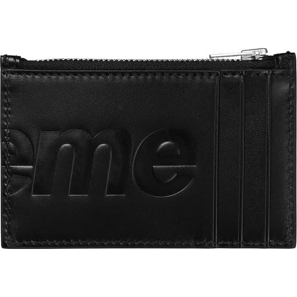 Supreme Leather Zip Card Holder - Black (front)