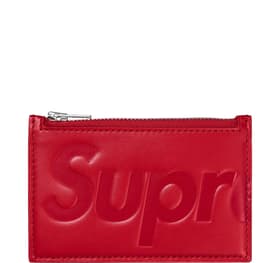 Supreme Leather Zip Card Holder Red
