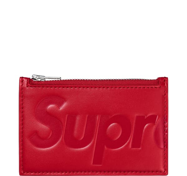 Supreme Leather Zip Card Holder - Red (front)