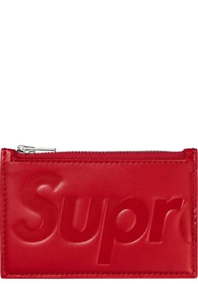 Supreme Leather Zip Card Holder Red