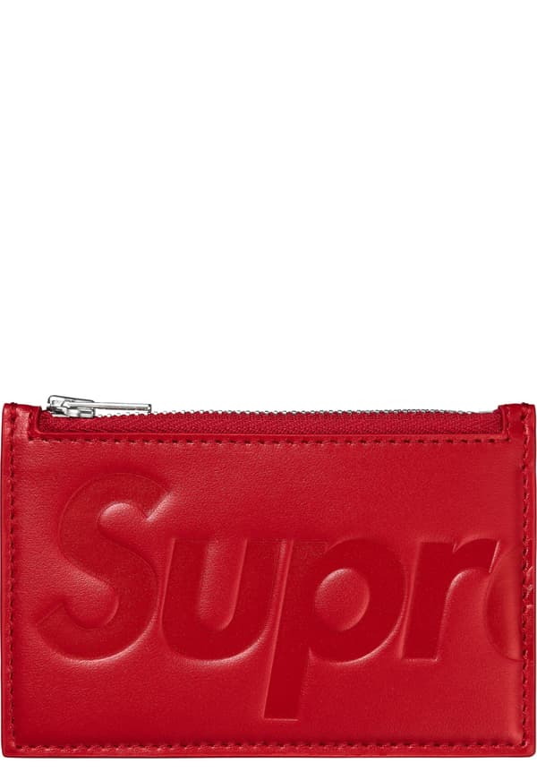 Supreme Leather Zip Card Holder - Red (front)