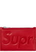 Supreme Leather Zip Card Holder - Red (front)