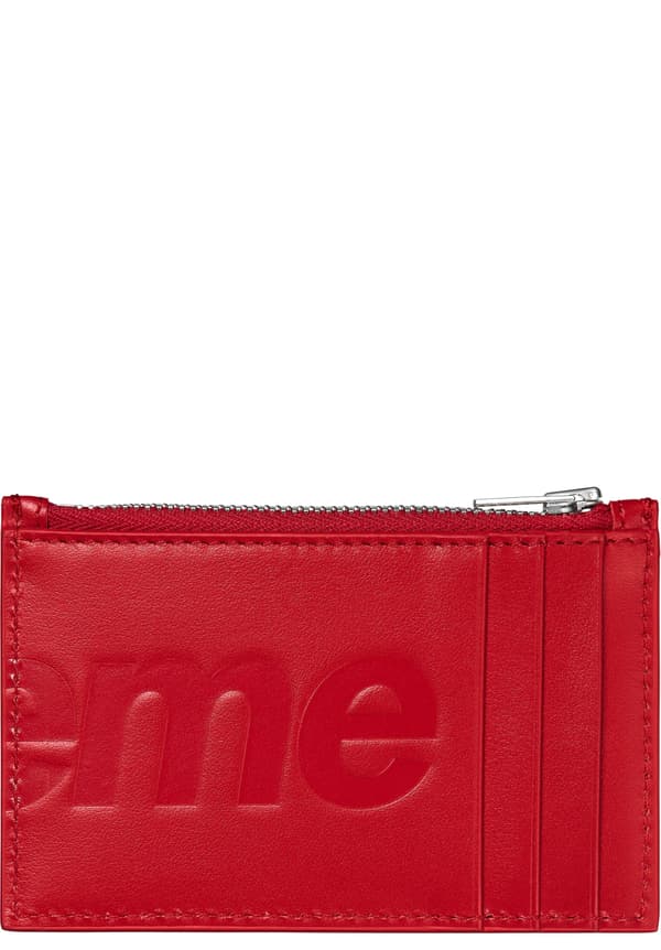 Supreme Leather Zip Card Holder - Red (front)
