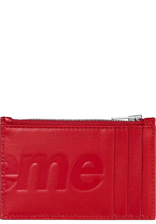Supreme Leather Zip Card Holder - Red (front)