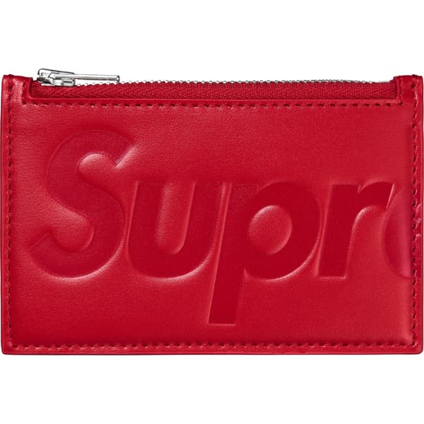 Supreme Leather Zip Card Holder - Red (front)