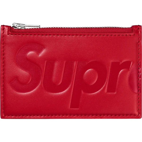 Supreme Leather Zip Card Holder - Red (front)