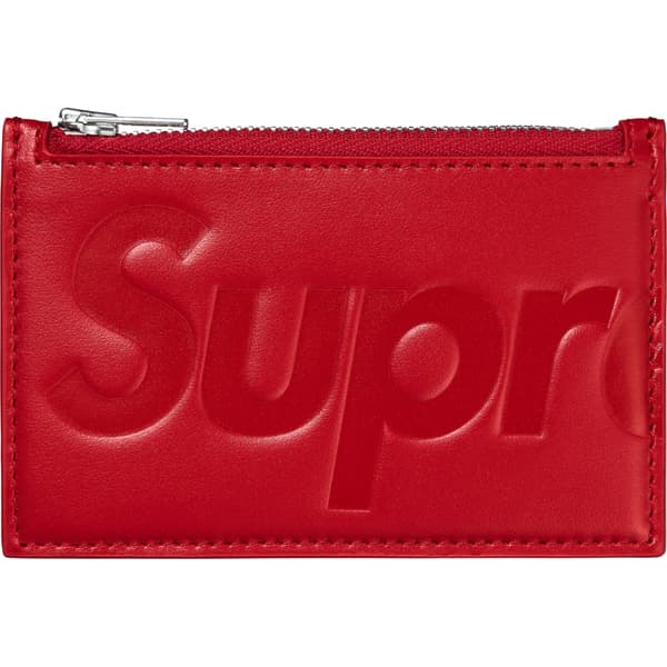 Supreme Leather Zip Card Holder - Red (front)