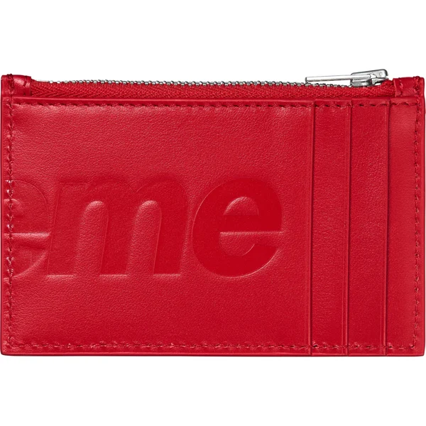 Supreme Leather Zip Card Holder - Red (front)