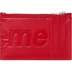 Supreme Leather Zip Card Holder - Red (front)