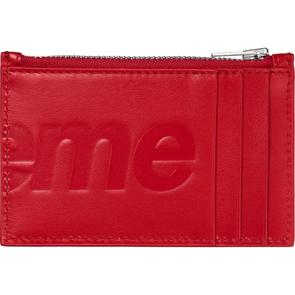 Supreme Leather Zip Card Holder - Red (front)