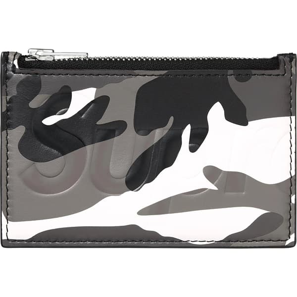 Supreme Leather Zip Card Holder - Snow Camo (front)
