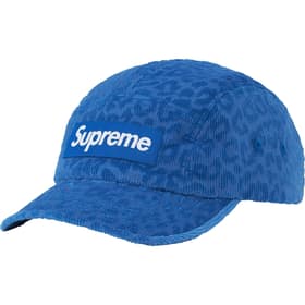 Supreme Leopard Corduroy Camp Cap Blue