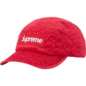 Supreme Leopard Corduroy Camp Cap Red