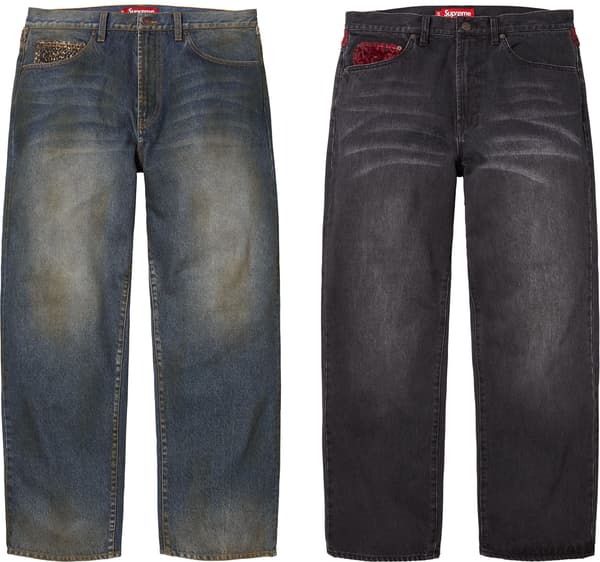 Supreme Leopard Faux Fur Loose Fit Jean - Product Image