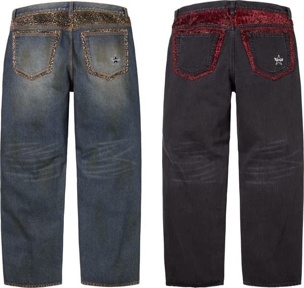 Supreme Leopard Faux Fur Loose Fit Jean - Group Shots (front)