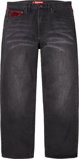 Supreme Leopard Faux Fur Loose Fit Jean Washed Black