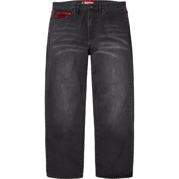 Supreme Leopard Faux Fur Loose Fit Jean - Washed Black (front)