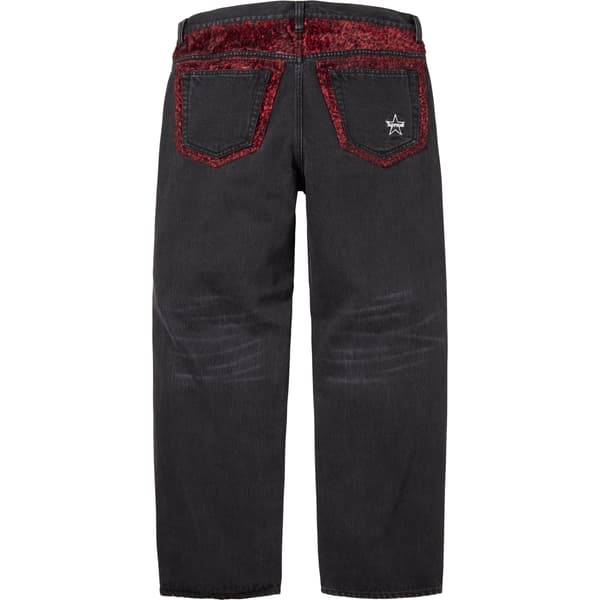 Supreme Leopard Faux Fur Loose Fit Jean - Washed Black (front)