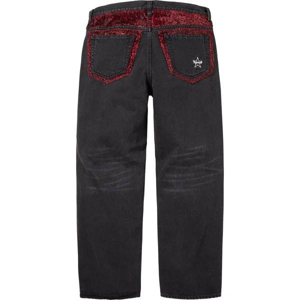 Supreme Leopard Faux Fur Loose Fit Jean - Washed Black (front)