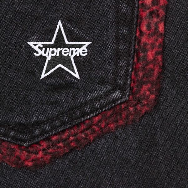 Supreme Leopard Faux Fur Loose Fit Jean - Washed Black (front)