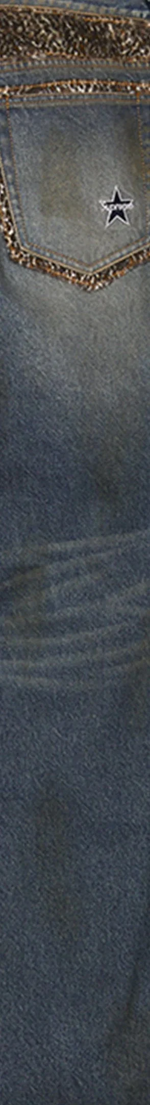 Supreme Leopard Faux Fur Loose Fit Jean - Washed Indigo (front)