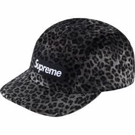 Supreme Leopard Velvet Camp Cap Black