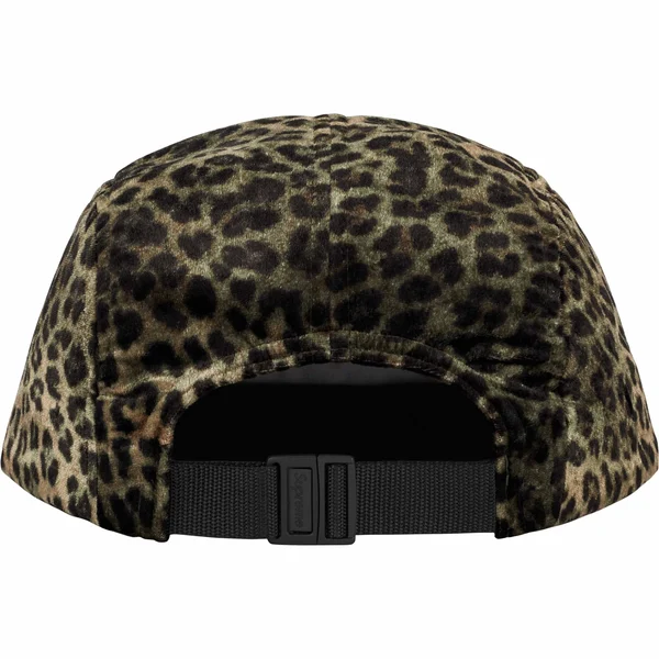 Supreme Leopard Velvet Camp Cap - Olive (front)