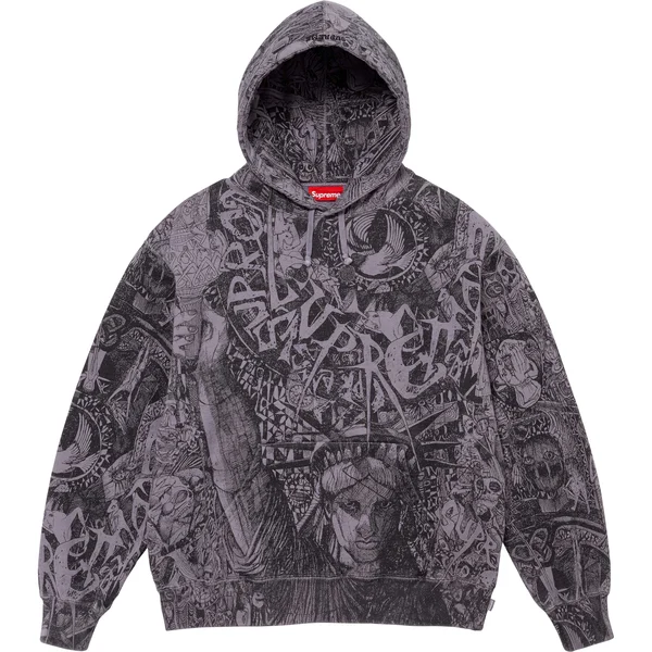 Supreme Liberty Hooded Sweatshirt - Dusty Purple (front)