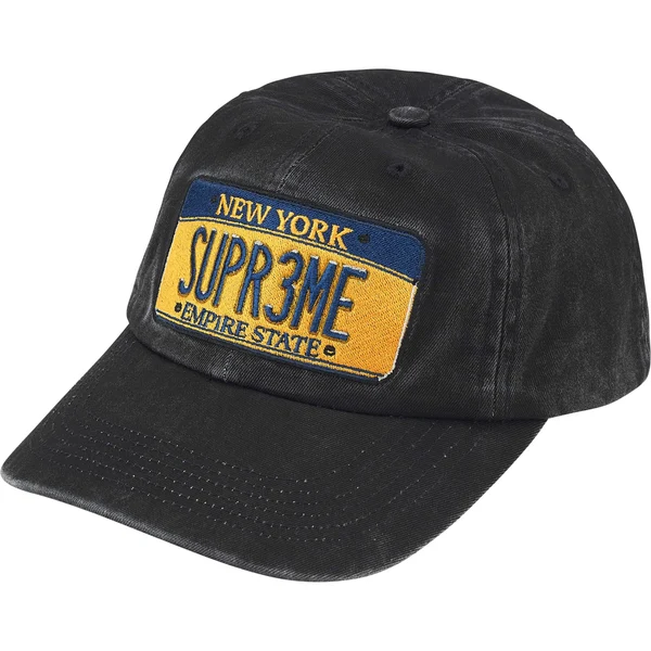 Supreme License Plate 6-Panel - Black (front)