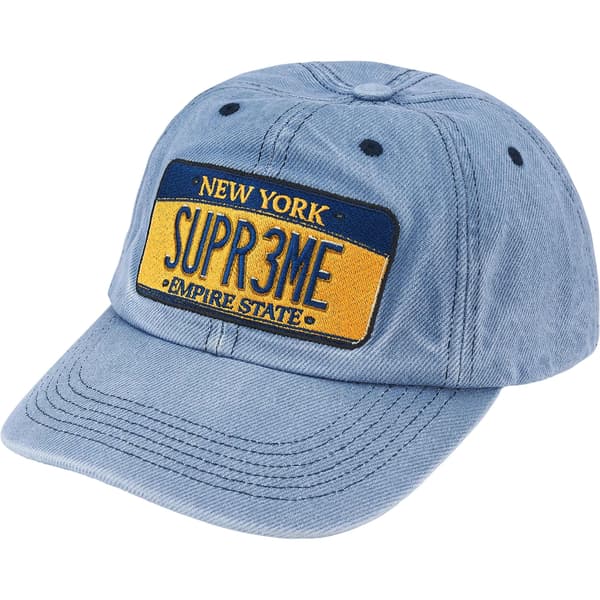 Supreme License Plate 6-Panel - Denim (front)