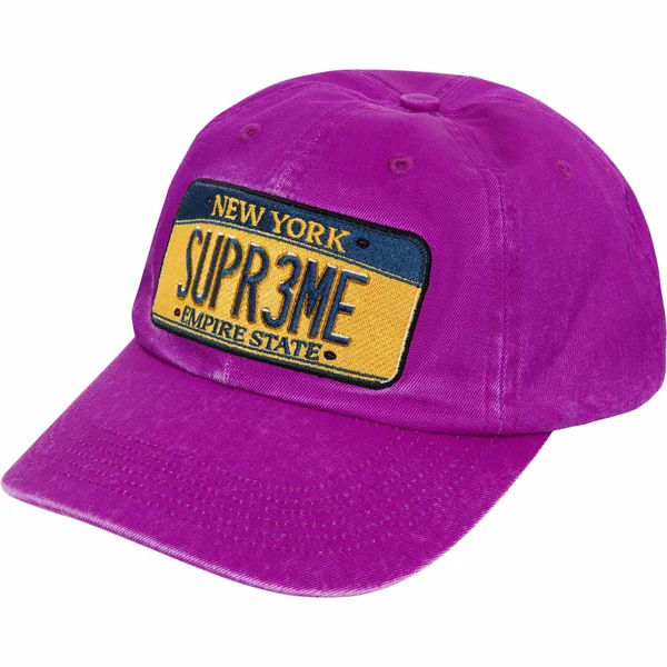 Supreme License Plate 6-Panel - Purple (front)