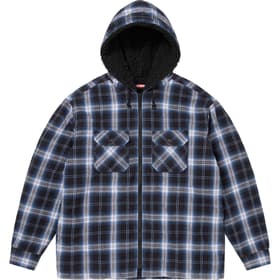 Supreme Lined Zip Up Hooded Flannel Shirt Black