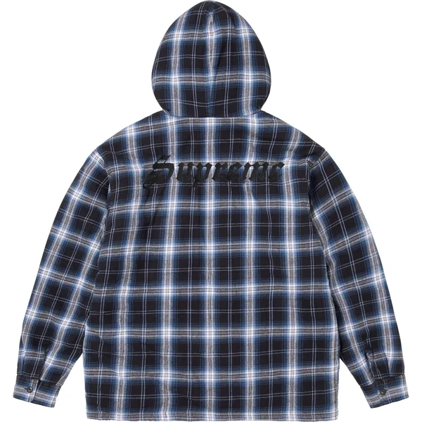 Supreme Lined Zip Up Hooded Flannel Shirt - Black (front)