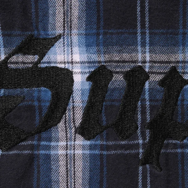 Supreme Lined Zip Up Hooded Flannel Shirt - Black (front)