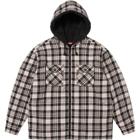 Supreme Lined Zip Up Hooded Flannel Shirt Light Tan