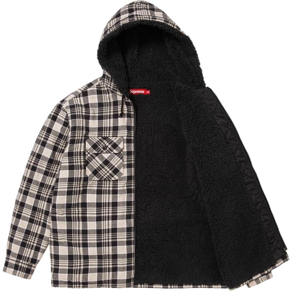 Supreme Lined Zip Up Hooded Flannel Shirt - Light Tan (front)