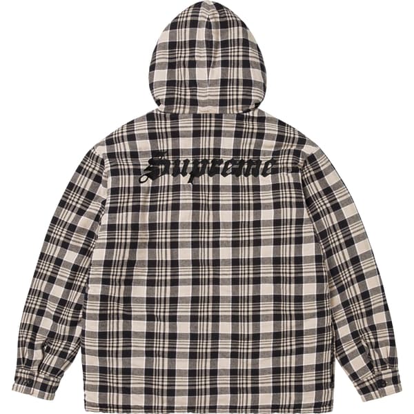 Supreme Lined Zip Up Hooded Flannel Shirt - Light Tan (front)