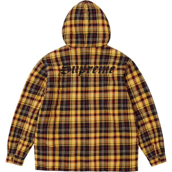 Supreme Lined Zip Up Hooded Flannel Shirt - Yellow (front)