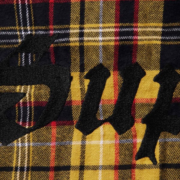 Supreme Lined Zip Up Hooded Flannel Shirt - Yellow (front)