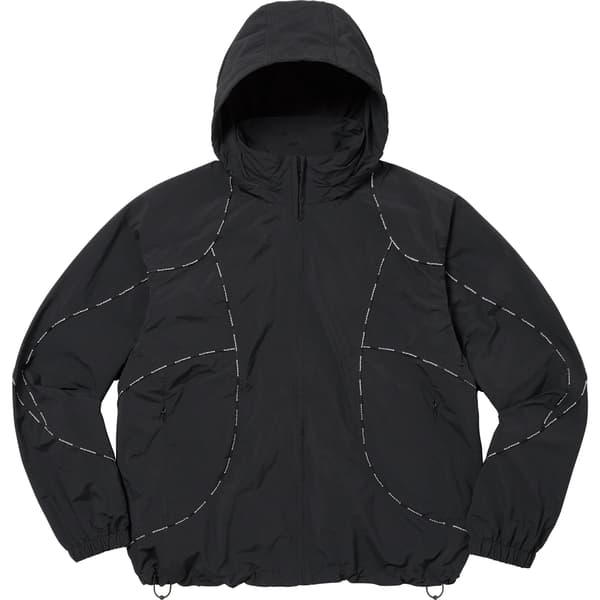 Supreme Logo Piping Hooded Track Jacket - Black (front)