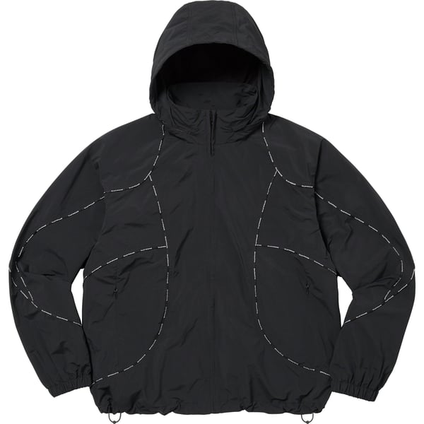 Supreme Logo Piping Hooded Track Jacket - Black (front)