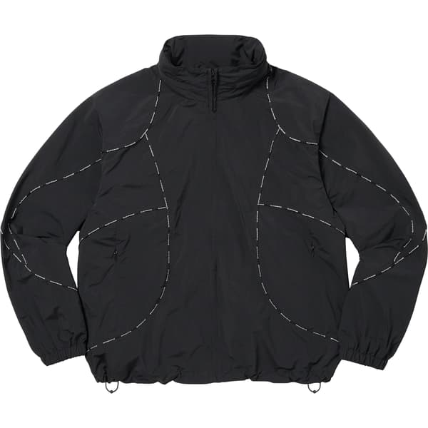 Supreme Logo Piping Hooded Track Jacket - Black (front)