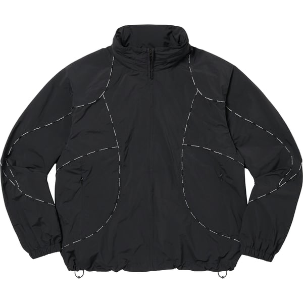 Supreme Logo Piping Hooded Track Jacket - Black (front)