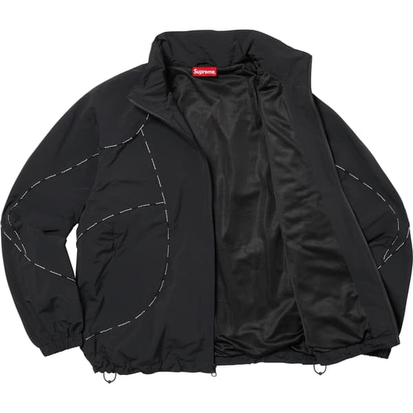Supreme Logo Piping Hooded Track Jacket - Black (front)