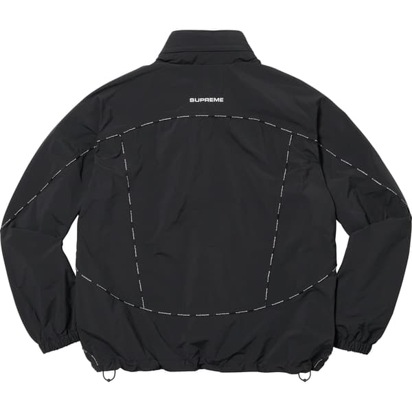Supreme Logo Piping Hooded Track Jacket - Black (front)
