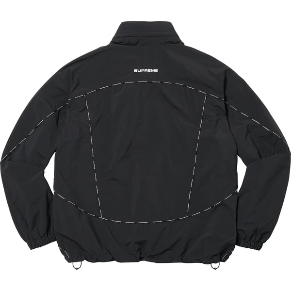 Supreme Logo Piping Hooded Track Jacket - Black (front)