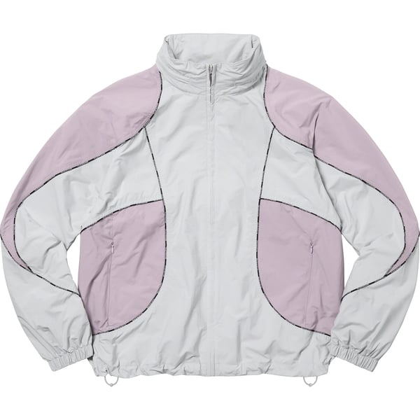 Supreme Logo Piping Hooded Track Jacket - Grey (front)