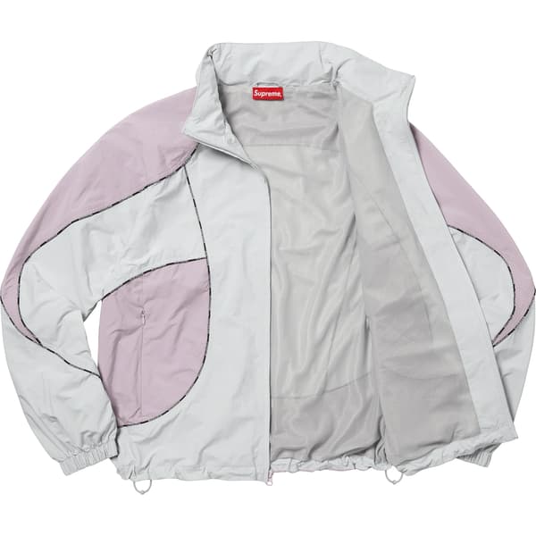 Supreme Logo Piping Hooded Track Jacket - Grey (front)